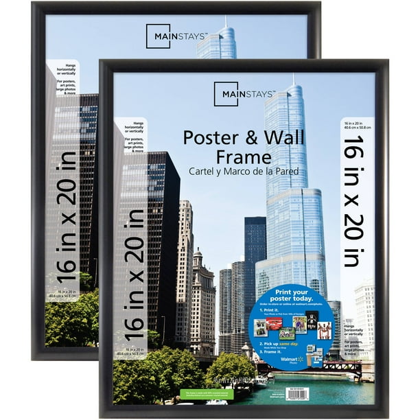 Mainstays Plastic Picture Frames, Black, Set of 2