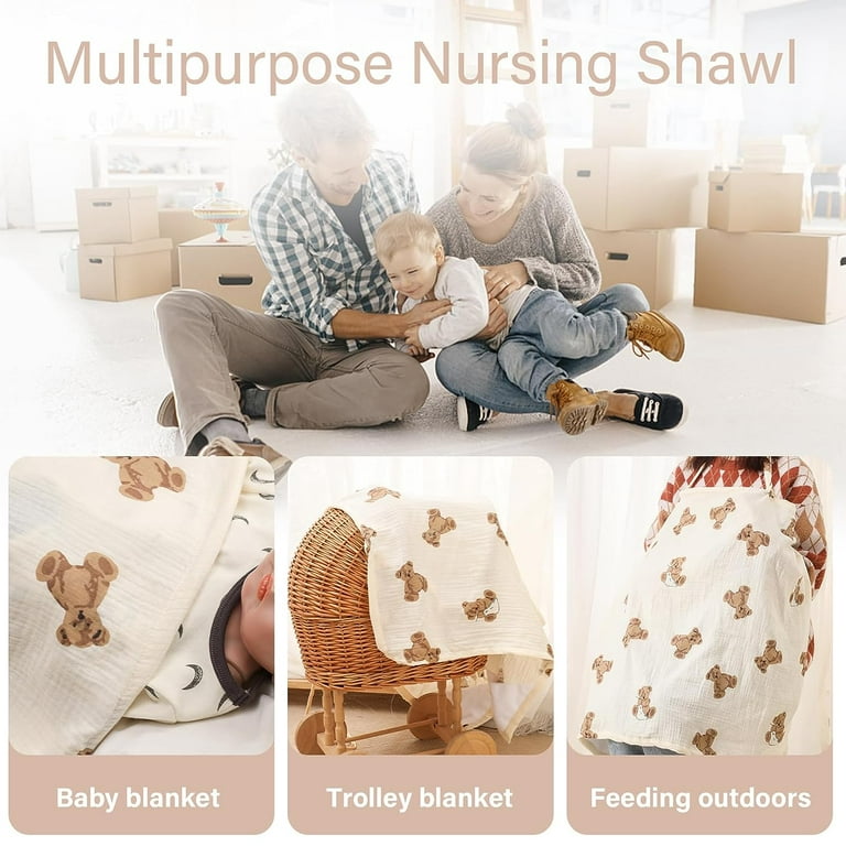 Nursing Cover for Baby Breastfeeding & Pumping | Multi Use Car Seat  Stroller Cover | Breathable Soft Muslin Cotton | Breast Feeding Apron &  Shawl by