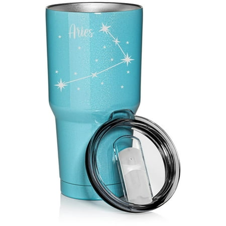 

Light Blue Glitter 30 oz Tumbler Stainless Steel Vacuum Insulated Travel Mug Cup Star Zodiac Horoscope Constellation (Aries)