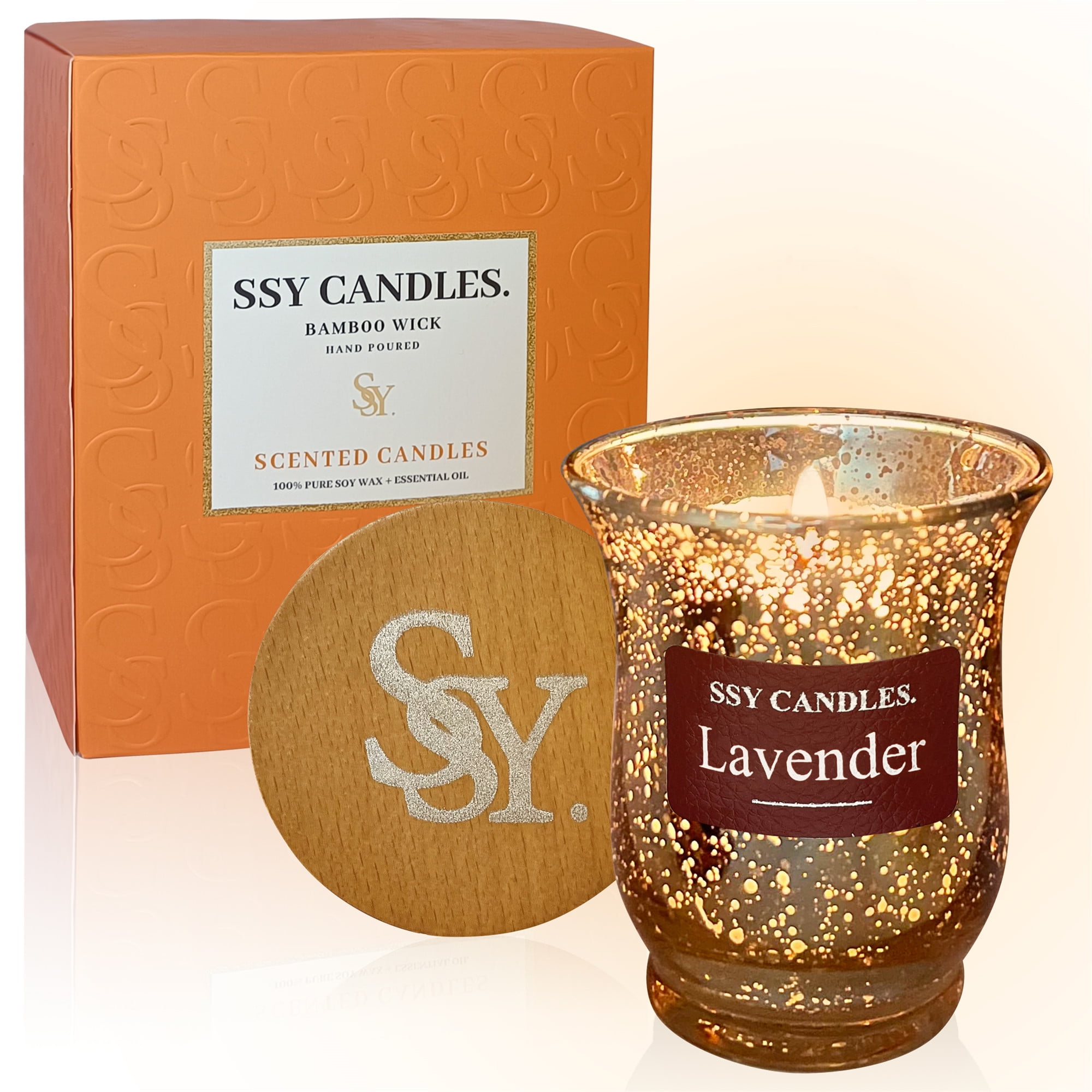Scented Lavender Soy Wax Jar Candle with Wooden Wick 8.4oz, Burns for
