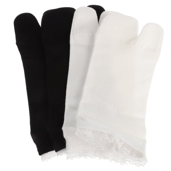 Raindrops Girls Adorable Two-toe Design Cotton Socks with Lace Trim 2Pairs for Daily Use