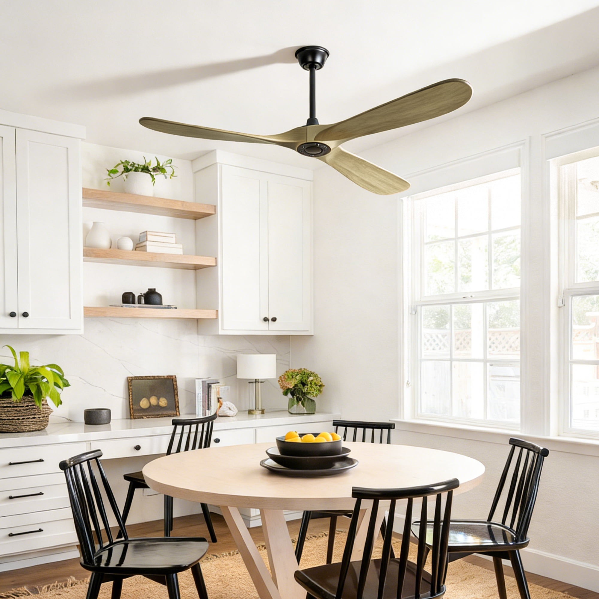 Ceiling Fan, 72 Inch Large Farmhouse Style Fan No Light for Household Indoor Room, Ash Brown