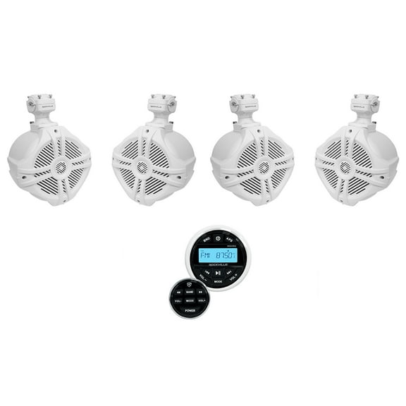 Rockville RGHR2 Marine Bluetooth USB Receiver Remote (4) 6.5" Wakeboard Speakers