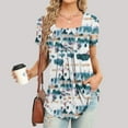 thumbnail image 2 of Xihbxyly Dress Shirts for Women, Women's Short Sleeve Tunic Shirt Pleated Mesh Blouses Summer Floral Tops Square Collar Loose Pleated Blouse Tunic Tops to Wear with Leggings #4, 2 of 6