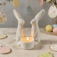 thumbnail image 4 of AURIGATE Easter White Ceramic Bunny Candle Holder 3.9×5.1in, Cute Rabbit Shaped Ceramic Candle Stand, Spring Easter Decorative Candle Holder for Home Table Easter Party Decoration, 4 of 8
