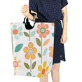 thumbnail image 4 of Yayeee Freestanding Laundry Hamper with Handle Collapsible Large Storage Basket for Clothes, Orange Retro Flower, 4 of 7