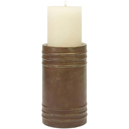 Large Round Pillar - Stonebriar Collection Large Antique Copper Round Metal Pillar Holder