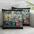 thumbnail image 3 of Autua Graffiti Trash Cans Punk Art Decorative Throw Pillow Cover for Home Couch Living Room Bed Sofa, 1PC 22x22in, 3 of 5