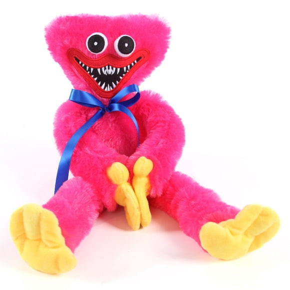 7.9" Poppy Playtime Kissy Missy Plush Toy, Pink Huggy Wuggy Monster Stuffed Animal with Blue Ribbon, Soft Game Character Collectible Plushie for Kids & Fans