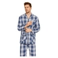 thumbnail image 3 of GLOBAL Mens Yarn Pajama Set 100% Cotton, Long Sleeve Button Down PJ Set for Men Plaid Men's Sleepwear, Sizes S-3XL, 3 of 5