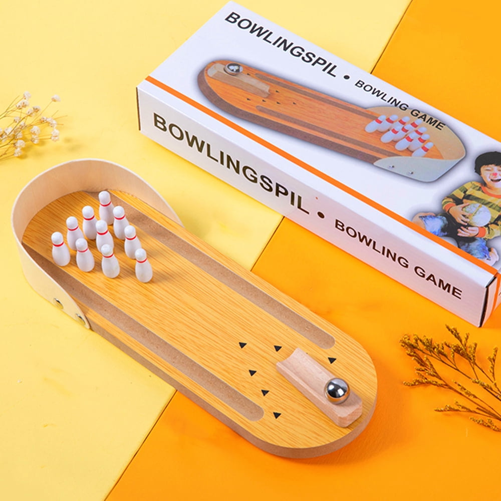 Mini Bowling Toy Set Wooden Tabletop Bowling Game Desk Toys Desktop Bowling Home Bowling Alleys