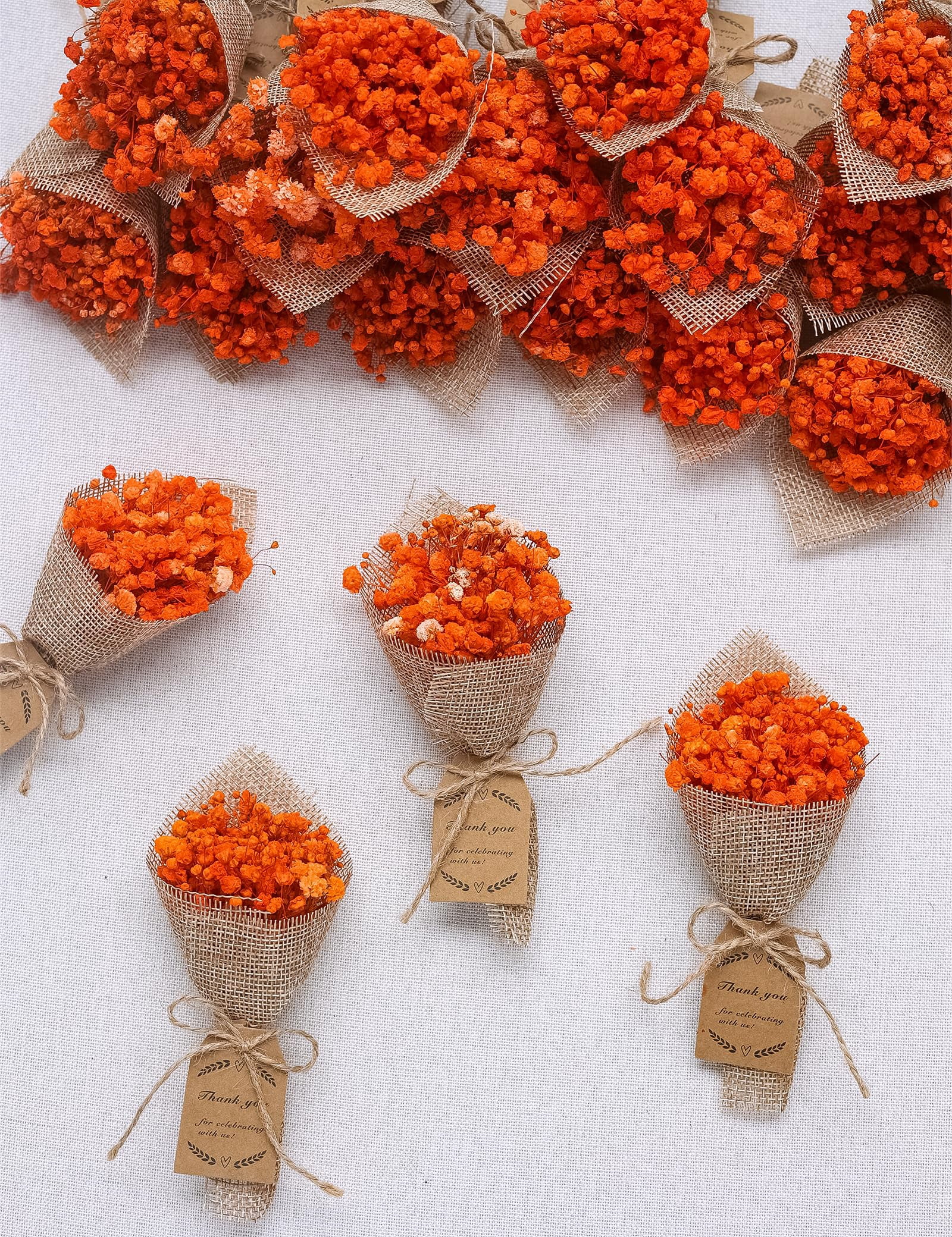 20-piece Set Mini Dried Flowers Bouquet For Rustic Wedding Favors Shower Party Guests Bridal Gifts Baptism Thank You Favor. (orange)
