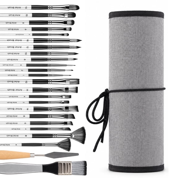punada 24 Pcs Acrylic Paint Brushes Set for Acrylic Painting, Artist Paint Brushes with Soft Bristles & Comfortable Handles, for Acrylic Oil Watercolor, Canvas, Detail Art, Beginners & Artists