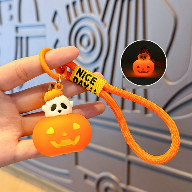 Llavero Luminoso de Halloween con Forma de Calabaza y Linterna | Diseño Adorable | Material Resistente | Ideal para Múltiples Ocasiones | Tecnología Luminosa | Regalo de Halloween - 1 Unidad