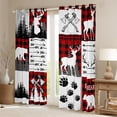 thumbnail image 2 of Feelyou Bear Deer Curtains Pack of 2 (52x84 Each), Red Patchwork Plaid Window Curtains, 2 of 6