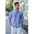 thumbnail image 3 of COOFANDY Men's Casual Button Down Shirt Collarless Dress Shirt Long Sleeve Oxford Shirts, 3 of 7