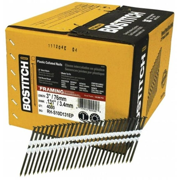 Stanley Bostitch  4 000 Count 3 in. Ring Shank 21 degrees Plastic Collated Sti