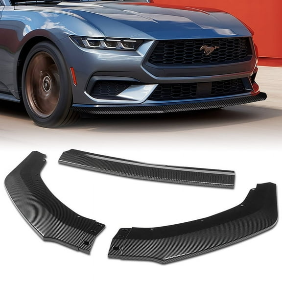 Stay Tuned Performance For 2024-2025 Ford Mustang ECO Carbon Painted Front Bumper Lip Spoiler Splitter G-Style