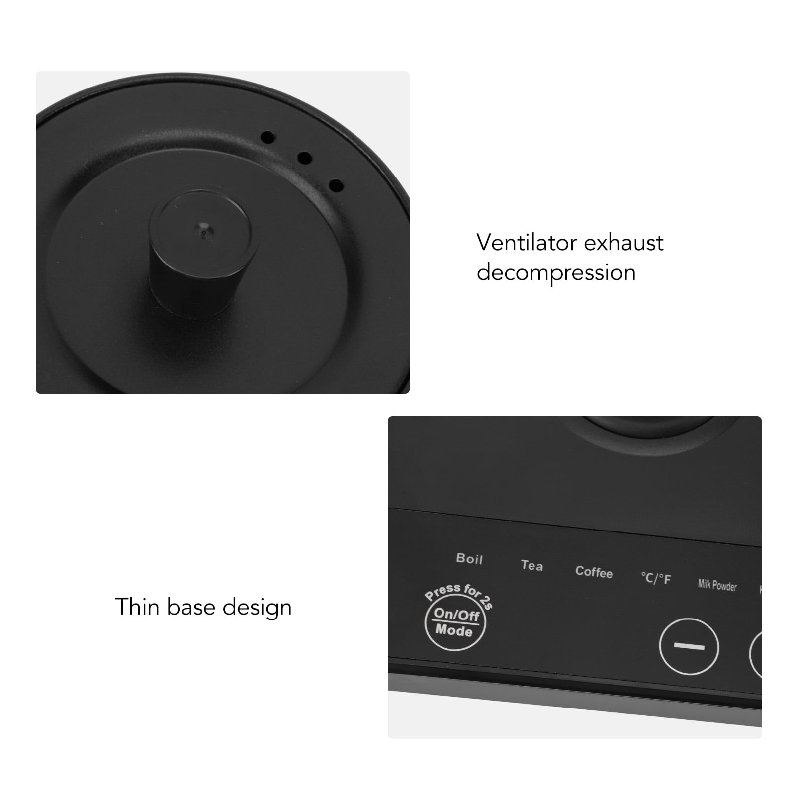 BOKYAN Electric Gooseneck Kettle 1000W for EU, 800ml / 27oz Stainless Steel Pour Over Kettle with 5 Precision Temp Controls, 220V EU Plug, Matte Black Coffee Pot
