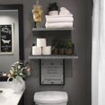 thumbnail image 2 of Set of 3 Wall Shelf, Floating Shelves for Wall Decor, 16.5/14.2/11.4" Long Rustic Wood Bedroom Shelves for Bathroom Decor, Bedroom, Living Room and Plants - Grey White, 2 of 6