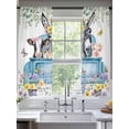 thumbnail image 2 of Animals Flowers Sheer Curtains 63 Inch Length 2 Panels Set Window Treatments, Weeping Spring Floral Elegant Pastoral Rod Pocket Semi Curtains for Living Room/Bedroom/Kitchen Décor, 104"W x 63"L, 2 of 7