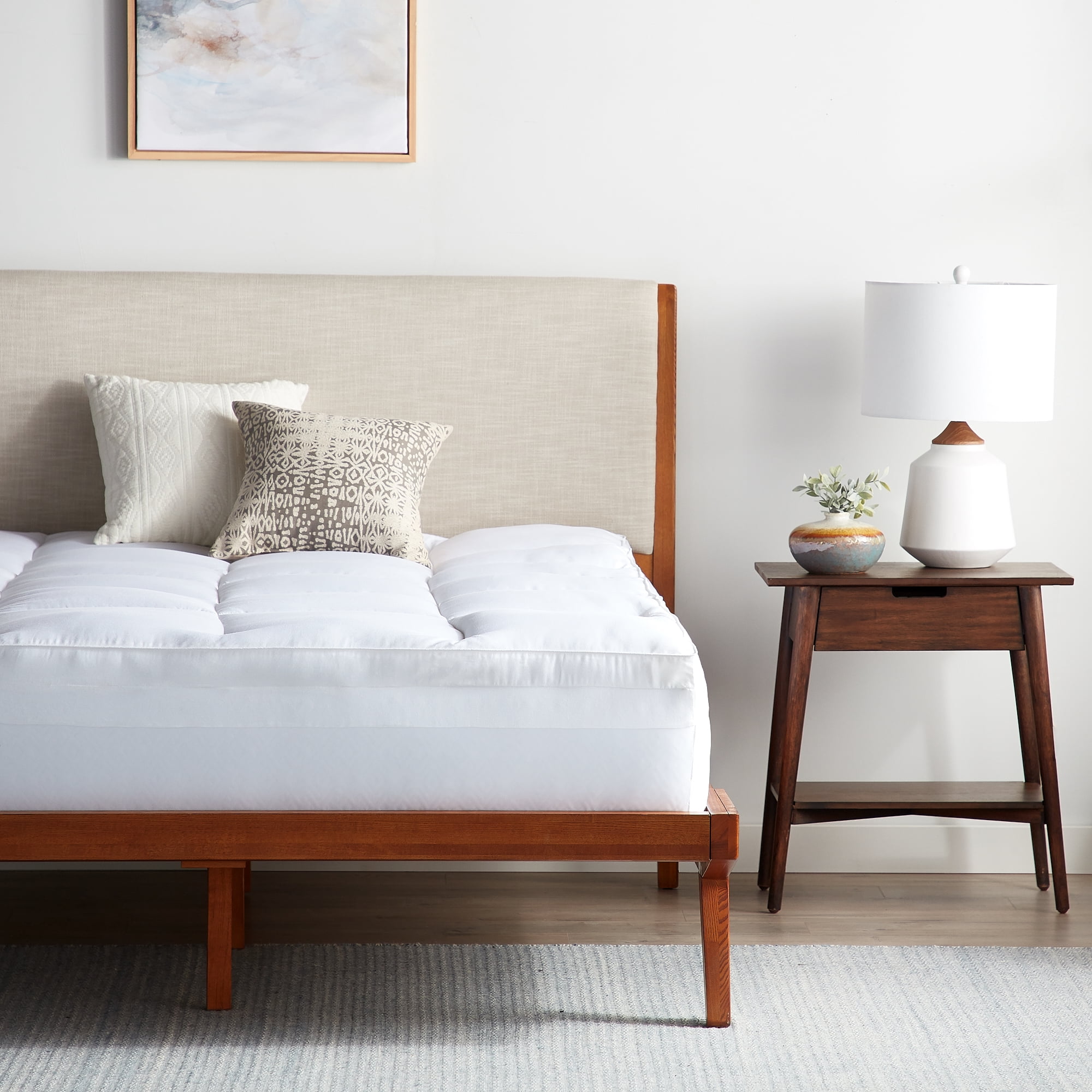 Rest Haven 2-in-1 Dual 4" Down Alternative Plush and Gel Memory Foam Mattress Topper, Twin-XL
