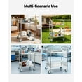 thumbnail image 6 of VEVOR Stainless Steel Cart, 2-Tier Rolling Lab Utility Cart with Lockable Wheels, Medical Serving Trolley Clinic Tray, Heavy Duty Mobile Service Storage Tray for Hospital, Restaurant, Kitchen, Salon, 6 of 9