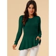 thumbnail image 3 of INSPIRE CHIC Women's Long Sleeve Ribbed Knit Ruffle Hem Peplum Top, 3 of 6