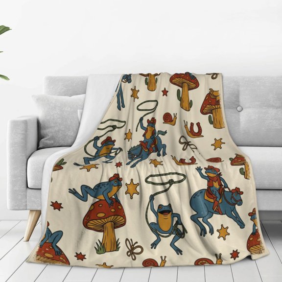 Mushroom Throw Blanket Woodland Mushroom Design, Flannel Throw Blanket Gift for Adults Sofa Couch Bed Home Decor 50x40