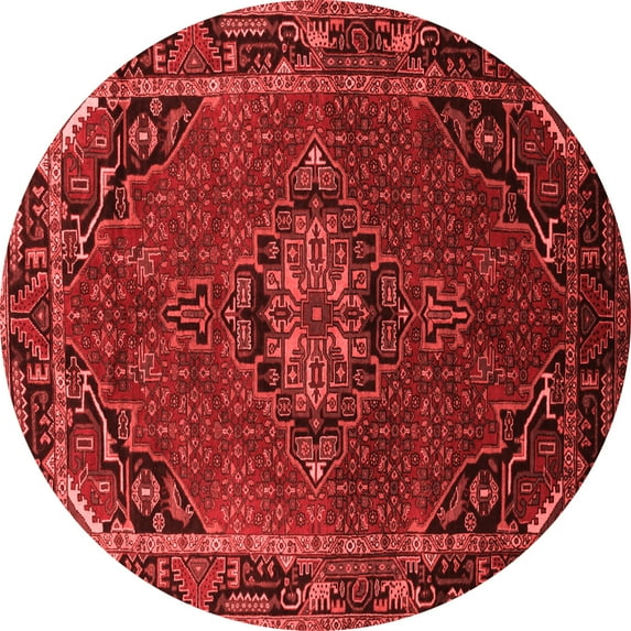 Ahgly Company Indoor Round Medallion Red Traditional Area Rugs, 8' Round