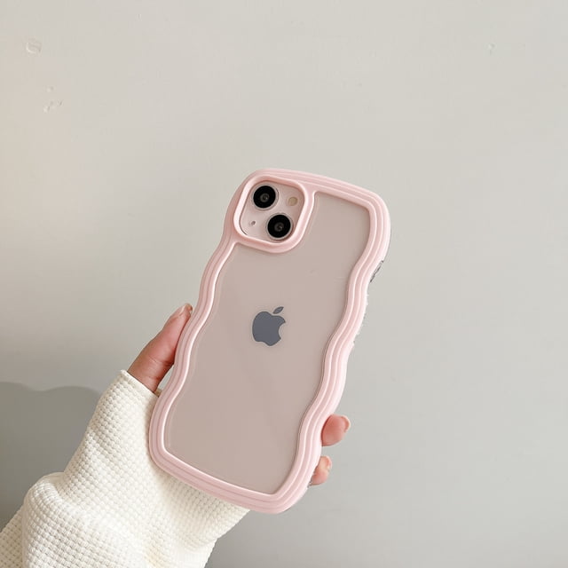 Funda de onda rizada transparente bonita a la moda para iPhone 11 12 13 14 Pro Max 7 8 Plus X XR XS funda de parachoques a prueba de golpes Capa estética Tan Jianjun unisex