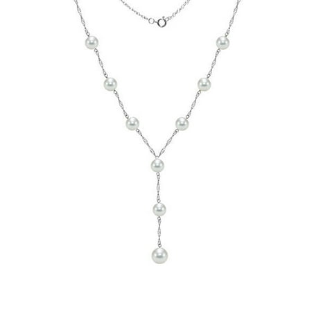- ADDURN 14kt Gold 6-6.5mm Akoya Pearl Stations Lariat Necklace, 18