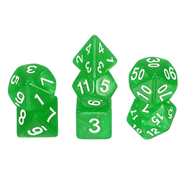 Ensemble de dés Polyédriques, 7 Pcs dés Acryliques pour Jeux de Table de Rôle RPG Accessoires de Jeu de Table, Motif Perle Vert Clair