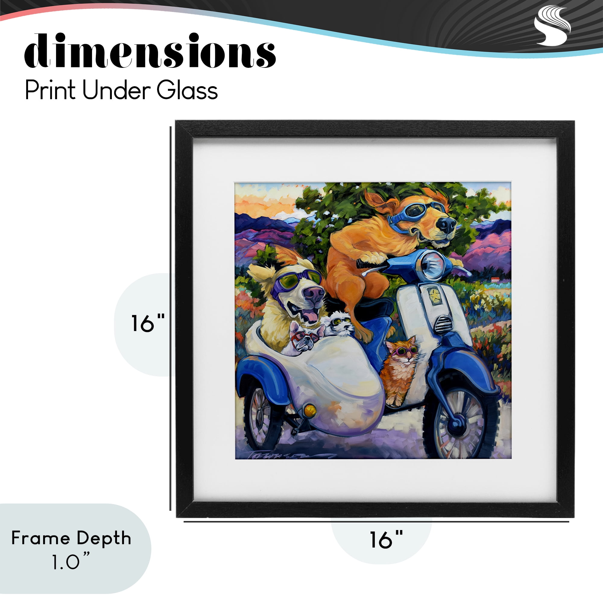 Stupell Industries All Doggled Up Sidecar Black Framed Print Under Glass, design by CR Townsend