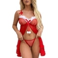thumbnail image 2 of Camisón erótico de malla para mujer lencería transparente pijama esponjoso (rojo S) Ehuebsd Para estrenar, 2 of 2