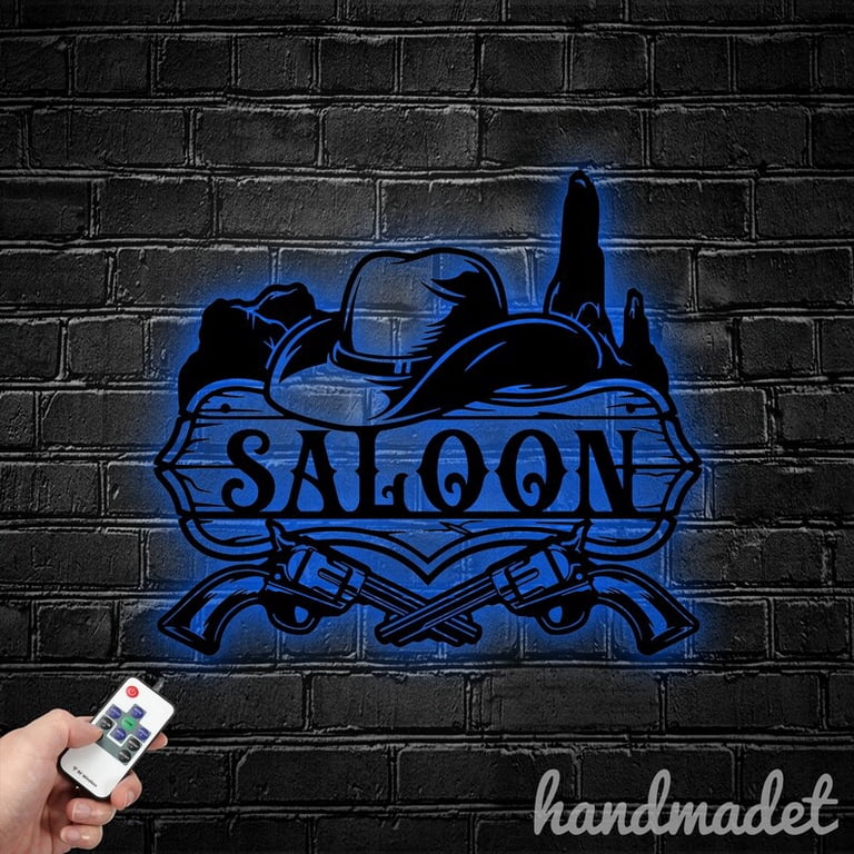 Handmadetneonsign Wild West Saloon Metal Wall Art Light, Longhorn