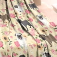thumbnail image 3 of Pugs and Flowers Blanket,Comfortable Soft Flannel Throw Blanket,All Season,Warm Lightweight Blankets for Sofa Bed Couch Living Room Chair,30"x40"(80x100cm), 3 of 4