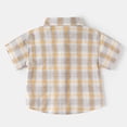 thumbnail image 6 of JUMEYU Toddler Button Down Shirt Little Big Boys Shirt Solid Color Short Sleeve Button Down Casual Shirt 3T 4T (Yellow,3-4 Years), 6 of 9