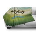 thumbnail image 3 of Birthday Soft Flannel Fleece Throw Blanket, Sincere Greeting Message on a Blurred Background Celebration Theme, Cozy Plush for Indoor and Outdoor Use, 70" x 90", Turquoise Green Yellow, by Ambesonne, 3 of 6