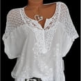 thumbnail image 4 of Embroidered Top Lace V-neck Short Sleeve Bat Shirt Fashion Ladies Top, 4 of 4