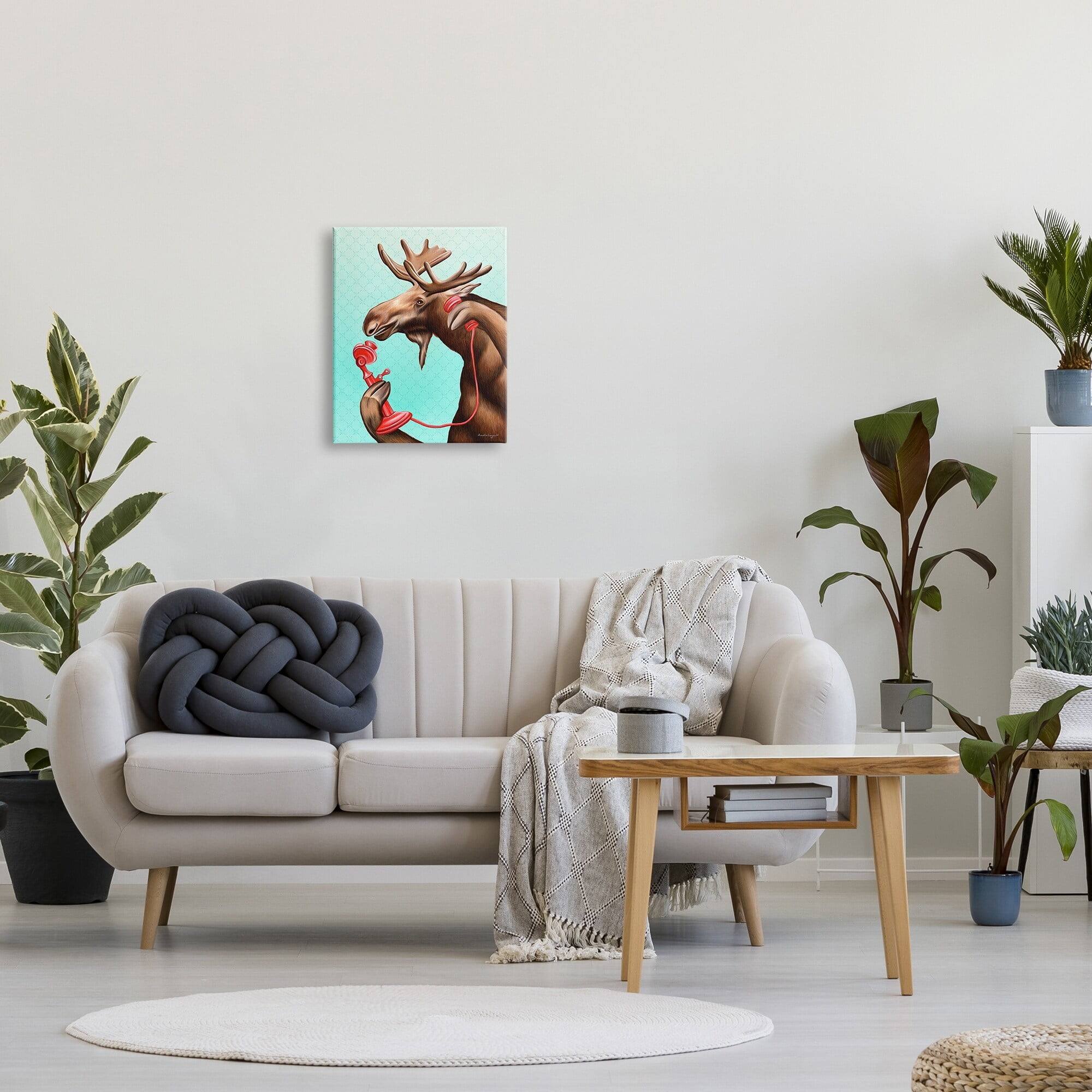 Stupell Industries Vintage Moose With Candlestick Telephone Ombre Background Graphic Art Gallery Wrapped Canvas Print Wall Art, Design by Amelie Legault
