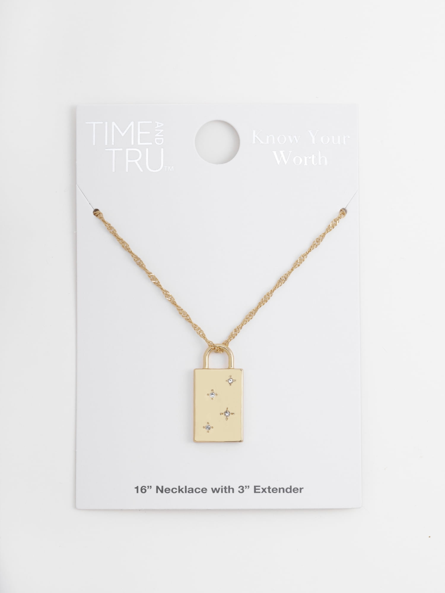 Time and Tru Women's Goldtone, Know Your Worth Lock Necklace