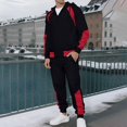 thumbnail image 2 of Frnrwgo Mens 2-Piece Hoodie and Jogger Pants Set Loose Fit Full Zip Casual Tracksuit Fall Winter Color Block Outfit with Pockets, 2 of 9