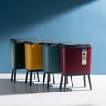 thumbnail image 3 of maskred Efficient Garbage Can With Push Button - Lightweight And Convenient For Narrow Spaces Space-saving Plastic Stylish light green gold （15L33.2*19.6*48.5cm, 3 of 6