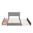 thumbnail image 6 of Queen Upholstered Storage Bed, Upholstered Platform Bed with 2 Drawers and 1 Twin XL Trundle, Wood Bed Frame with Button Tufted Upholstered Headboard and Wooden Slat Support, Light Gray, 6 of 7