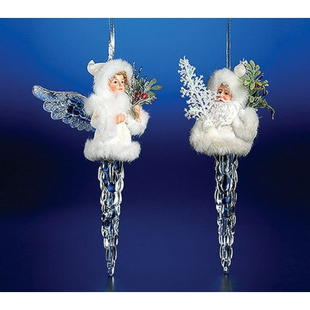 Crystal Angel Christmas Ornaments Pack of 8 Icy Crystal Decorative Christmas Icicle Angel Ornaments 7