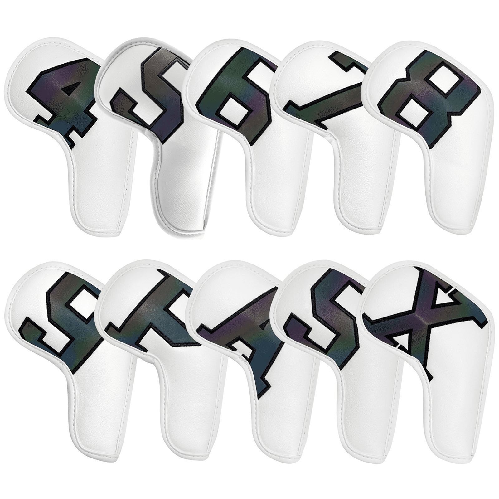 SHARROW Thick Synthetic Leather Golf Iron Head Covers Set Headcover