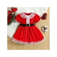 thumbnail image 2 of Toddler Baby Girl Christmas Dress Santa Claus Dress Red Velvet Long Sleeve Tulle Princess Dress with Headband Outfit, 2 of 8