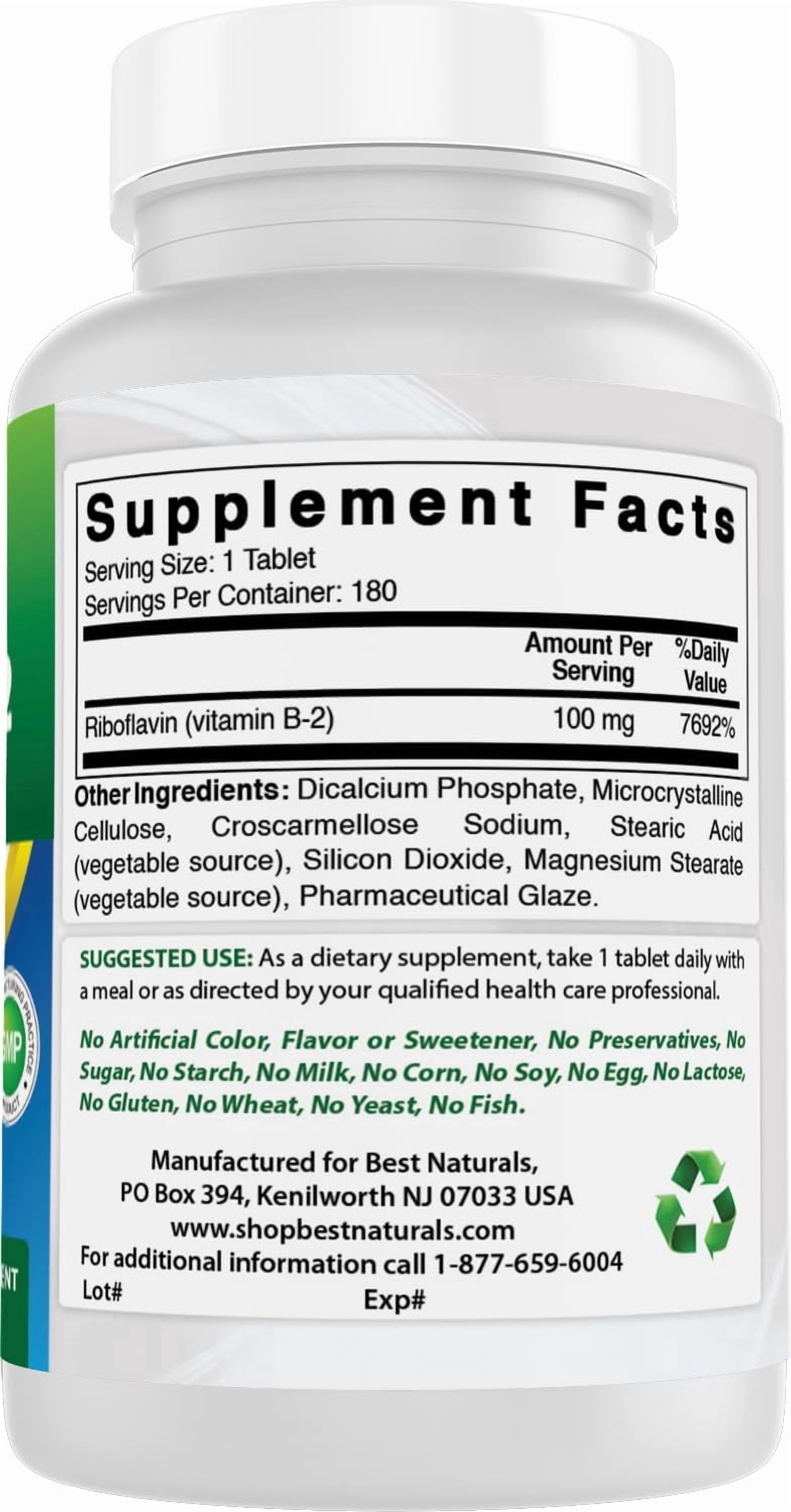 Best Naturals Vitamin B2 Riboflavin 100 mg 180 Tablets