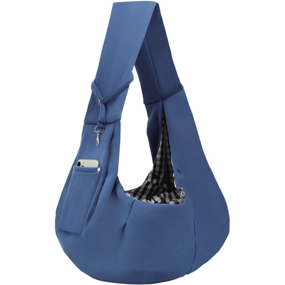 Dog Carrier Sling - Reversible Puppy Carrier Purse with Storage Pocket, Hand-Free Dog Sling Carrier for Carry Small Dogs and Cats, Travel Safety Harness, Dog and Cat Harness(Blue)